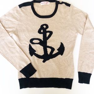Cashmere/silk blend designer sweater with anchor